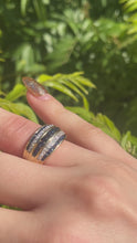 Load and play video in Gallery viewer, Solid Yellow Gold Sapphire &amp; Diamond Ring Wide Band Statement Jewelry Ring
