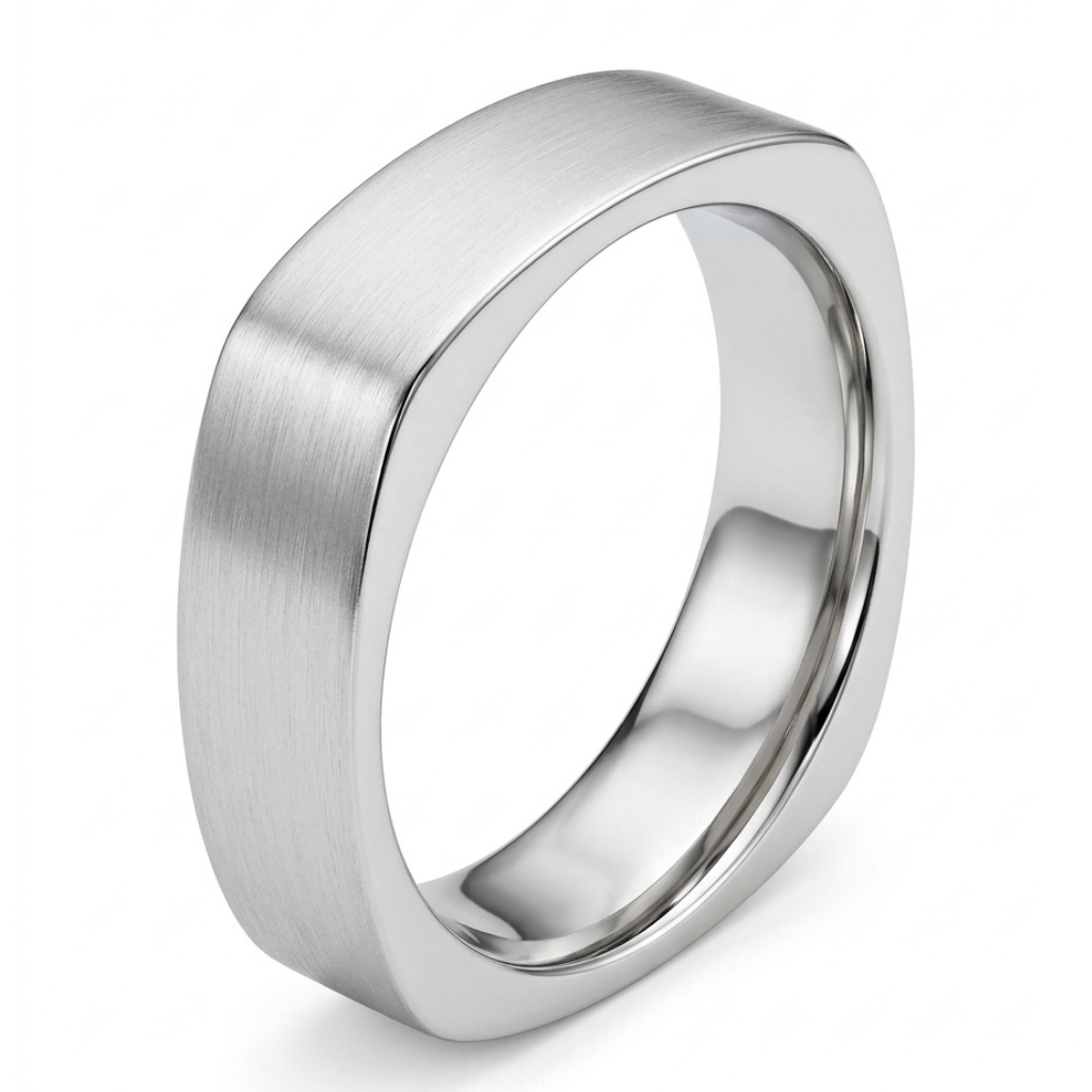 Handmade Platnium Square Edged 6mm Wedding Ring