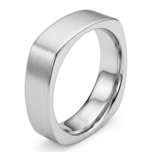 Load image into Gallery viewer, Handmade Platnium Square Edged 6mm Wedding Ring
