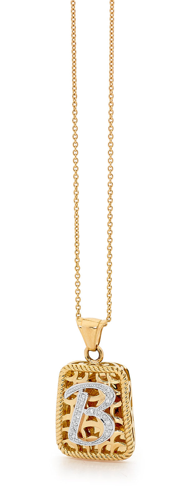 Initial Pendant Two Tone Gold