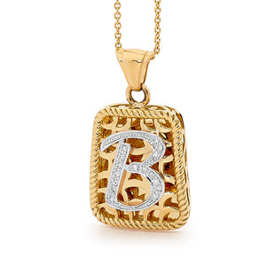 Initial Pendant Two Tone Gold