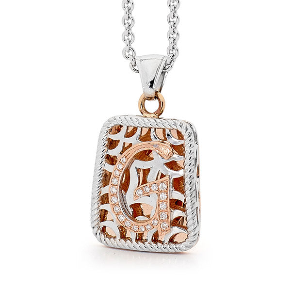 Initial Pendant Two Tone Gold