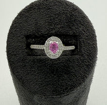 Load image into Gallery viewer, Real Pink Sapphire Diamond Ring: 9ct Solid White Gold Dress Ring
