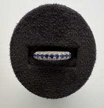 Load image into Gallery viewer, Solid 9ct Gold Eternity Ring with Lab-Created Sapphires &amp; Natural Diamonds – Pavé Set
