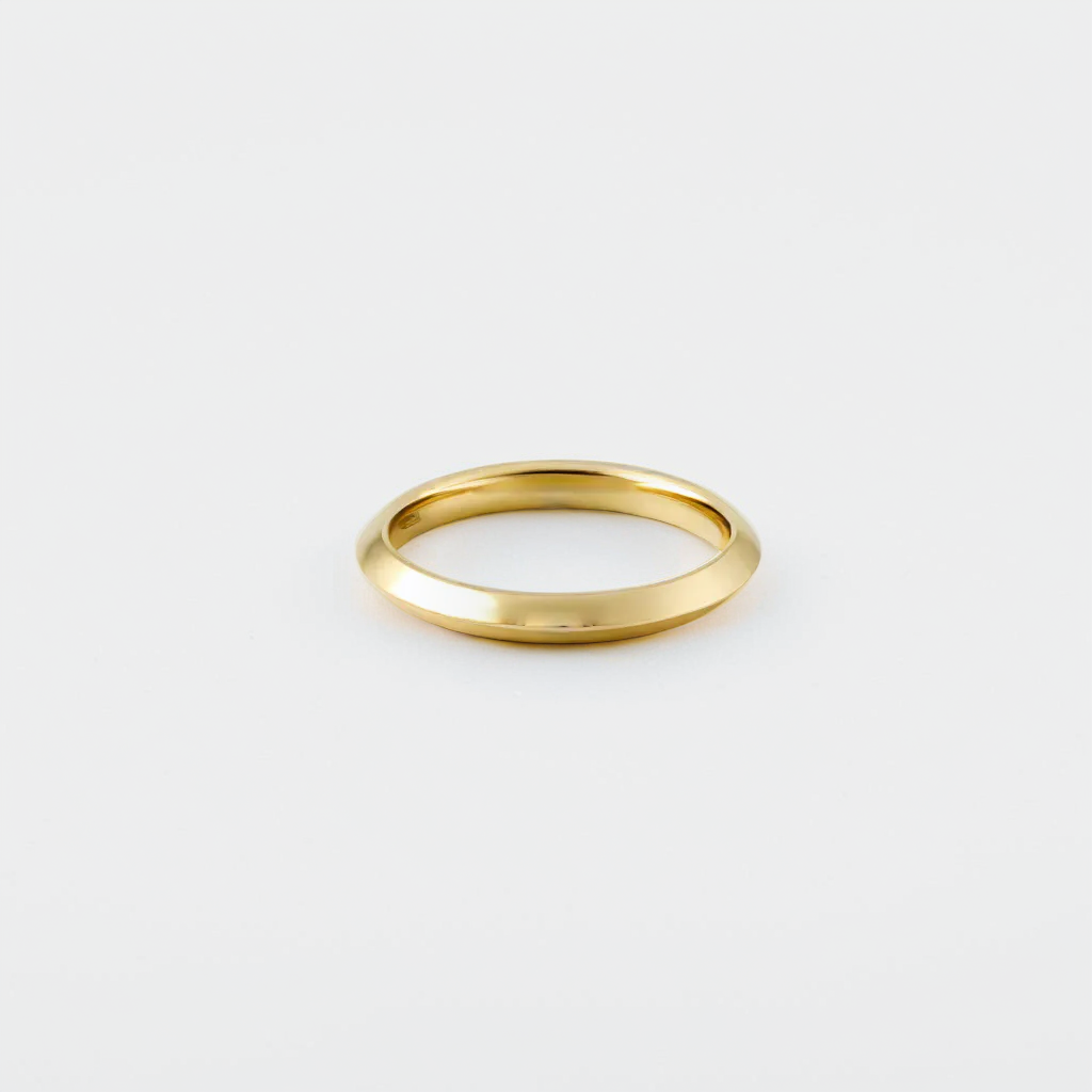 Yellow Gold Knife Edge Ladies Wedding Band