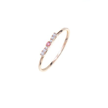 Load image into Gallery viewer, Little Ribbon Shape with a Centre Stone Blue or Pink Diamond
