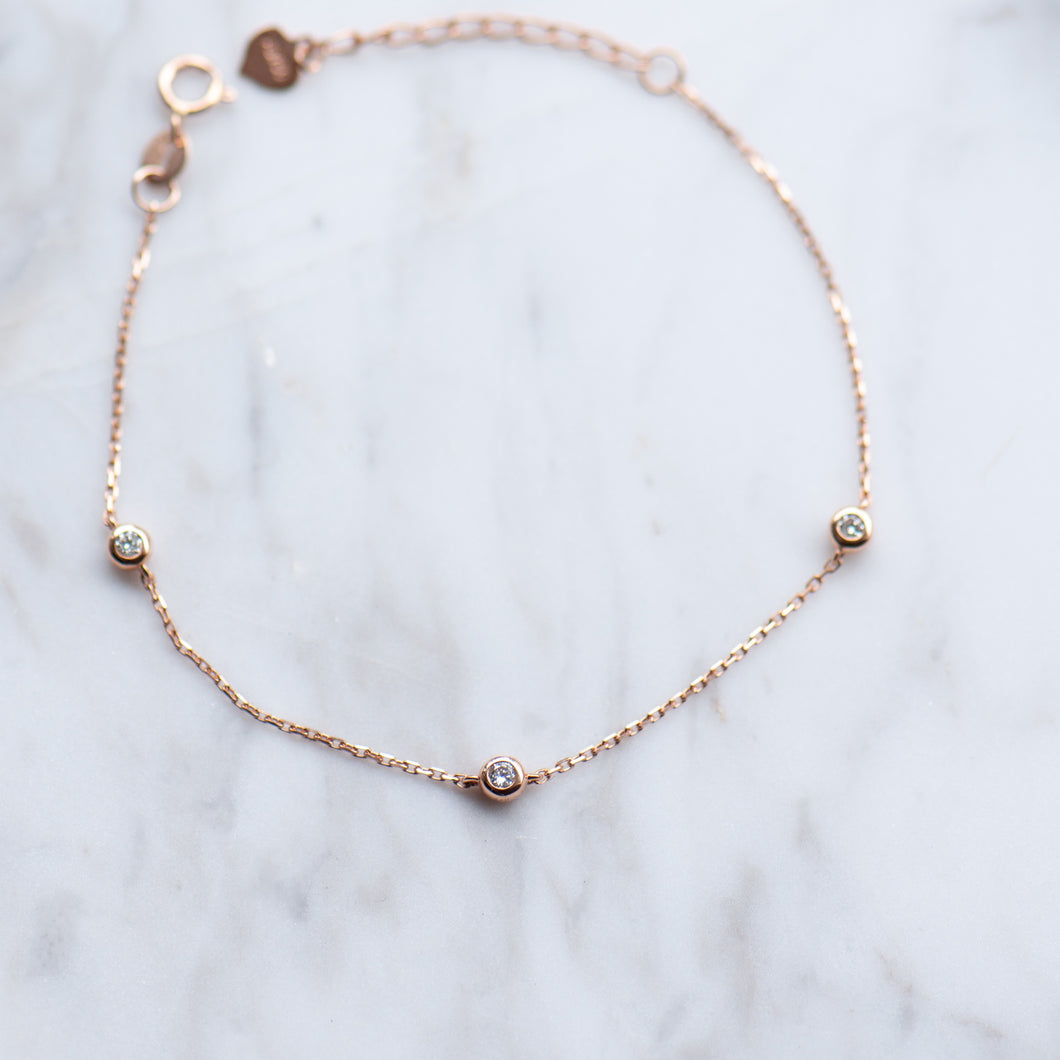 Bubble Tea Diamond Bracelet -18k Gold -Natural Diamond -Petite Jewellery -Gift- Sale