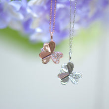 Load image into Gallery viewer, Clover Diamond Necklace -18k Gold -Flower pendent -Valentines Day -Gift-Sale
