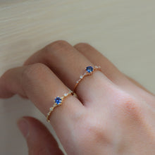 Load image into Gallery viewer, Royal Blue Sapphire Diamond Ring -18k Gold -Valentines Day-Gift-Sale-Petite
