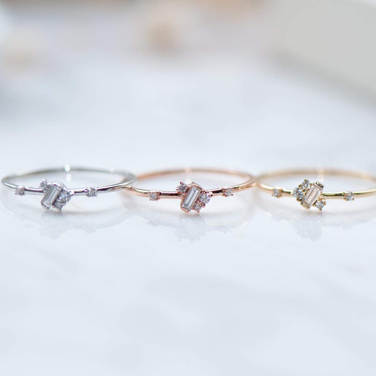Diamond Ring -New York Style -18 k Gold -Petite Jewellery -Valentines Day -Gift