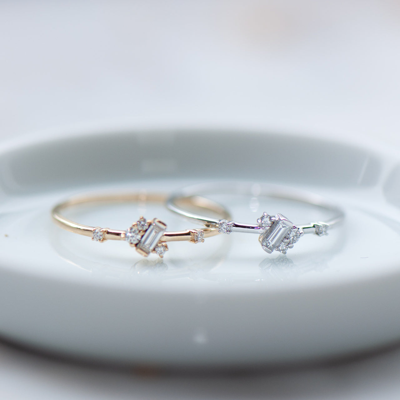 Diamond Ring -New York Style -18 k Gold -Petite Jewellery -Valentines Day -Gift